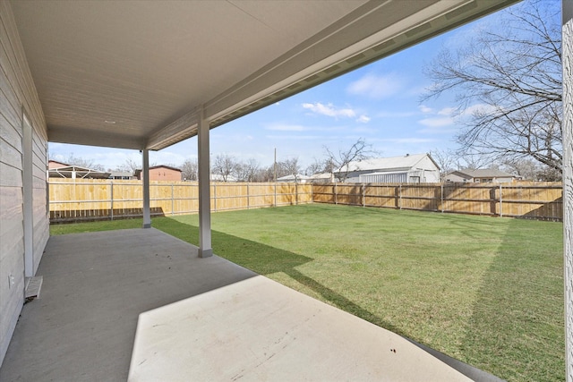 view of yard with a patio area