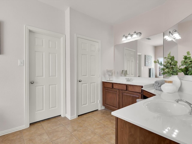 bathroom with tile patterned floors and vanity