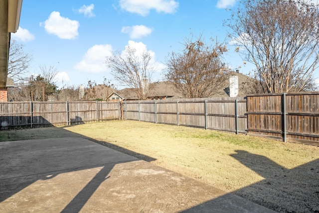 view of yard with a patio area