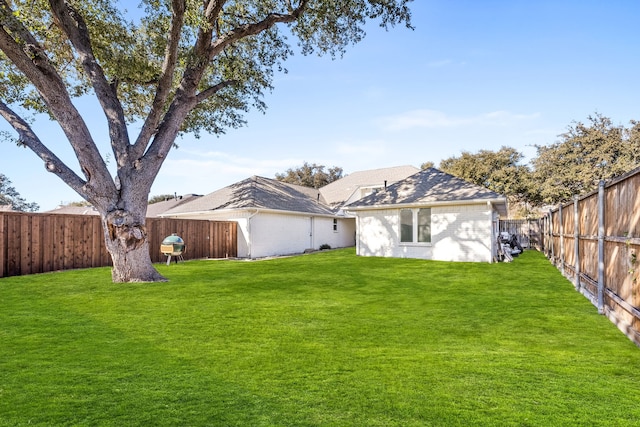 view of yard with a fenced backyard