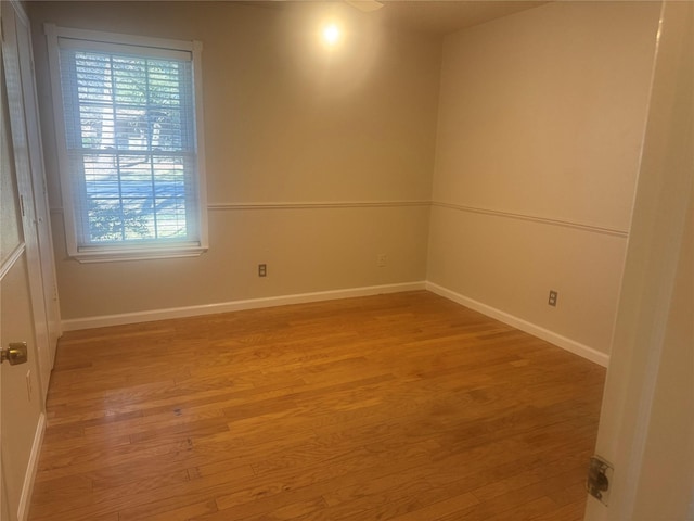 spare room featuring a healthy amount of sunlight and light hardwood / wood-style floors