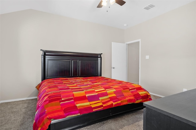 bedroom with carpet floors and ceiling fan