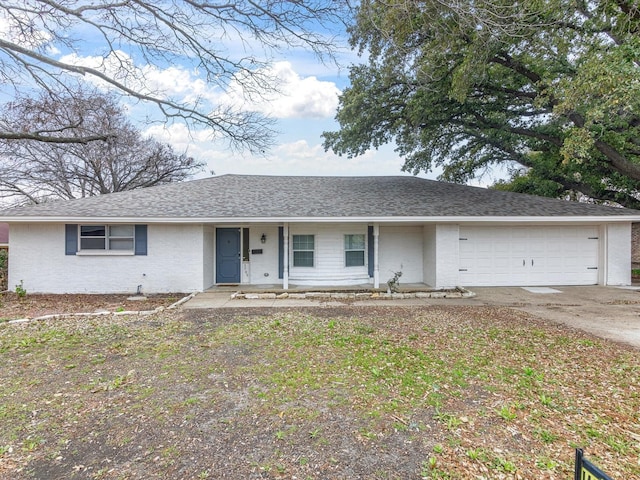 single story home with a garage