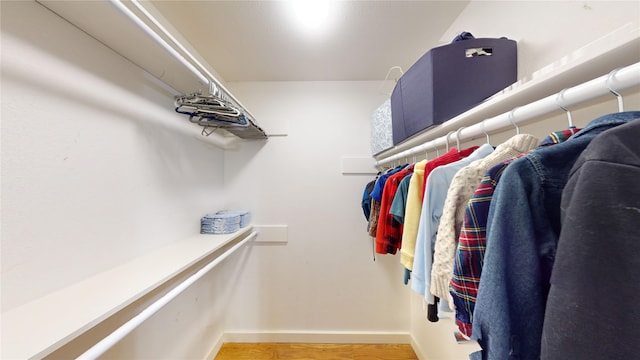 spacious closet with hardwood / wood-style floors