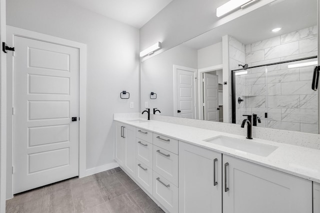 3842-3844 Clovis St, Midlothian, TX 76065 - full bath with double vanity, a shower stall, and baseboards