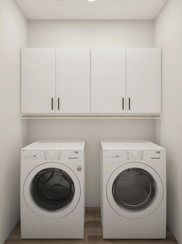 3842-3844 Clovis St, Midlothian, TX 76065 - washroom with cabinet space, washer and clothes dryer, and wood finished floors
