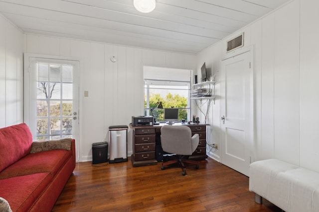 office featuring dark hardwood / wood-style floors