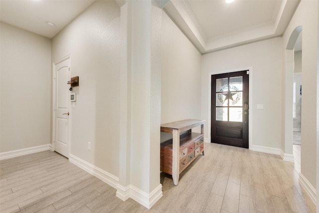 entrance foyer with light hardwood / wood-style flooring