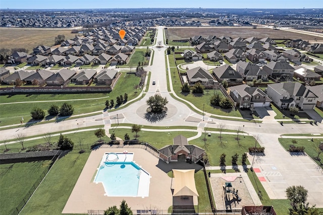 aerial view with a residential view