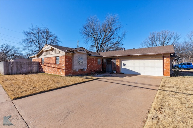 single story home with a garage