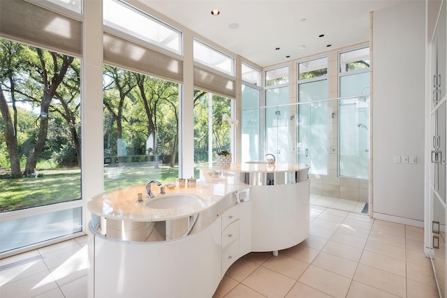 sunroom / solarium with a healthy amount of sunlight and sink