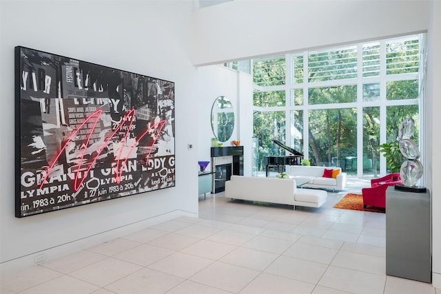 view of tiled living room