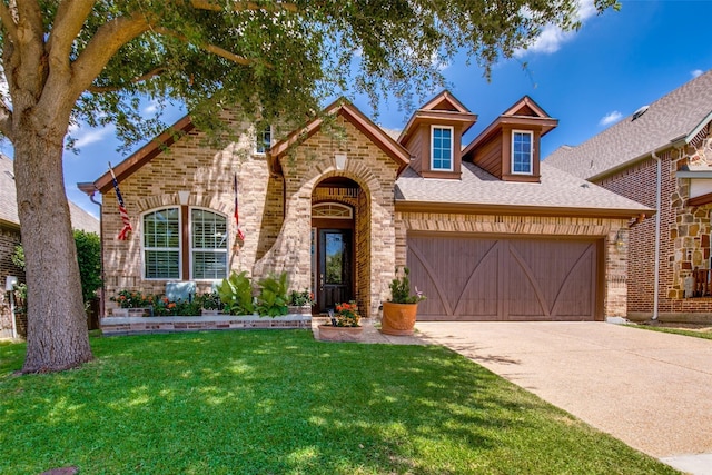 view of front of property with a front lawn