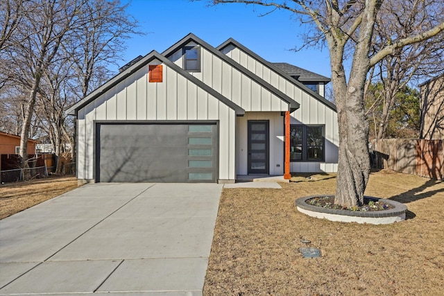 modern farmhouse with a garage