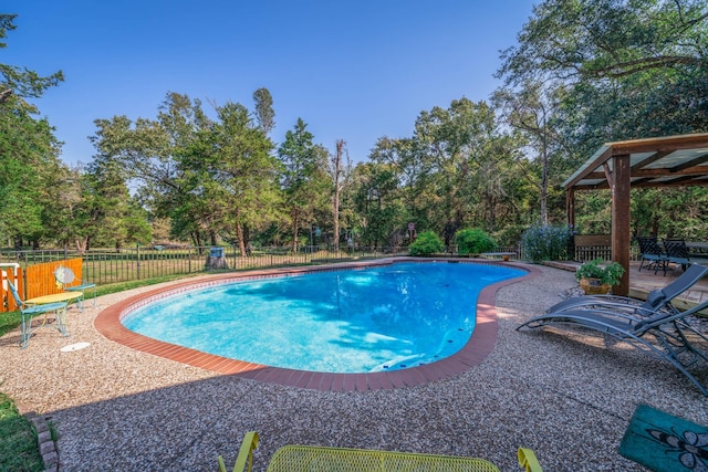 view of swimming pool featuring a patio area