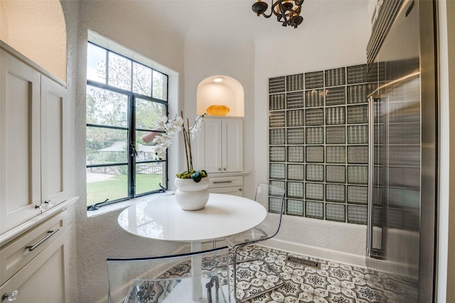 bathroom with tile patterned flooring