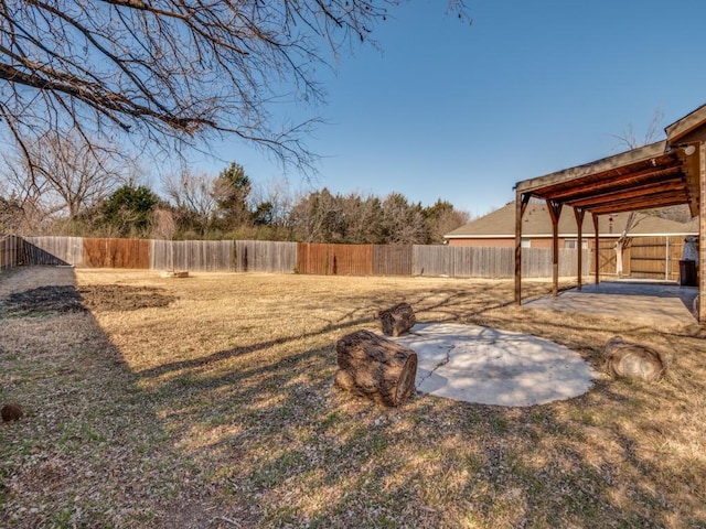 view of yard with a patio area