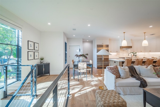 living room featuring light hardwood / wood-style flooring