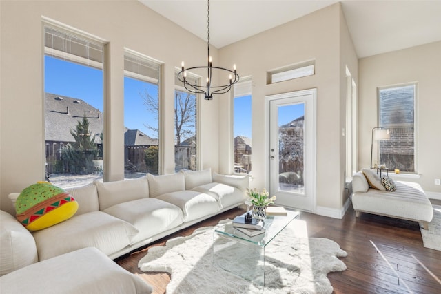 interior space featuring a chandelier