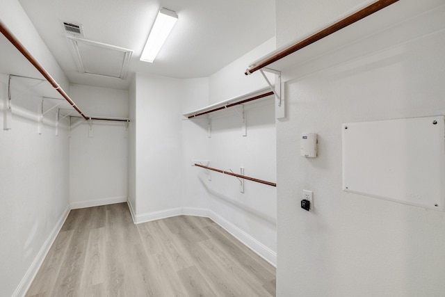 spacious closet featuring light hardwood / wood-style flooring