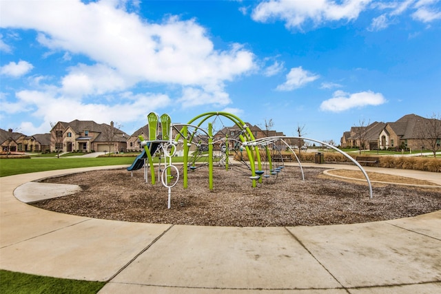 view of jungle gym featuring a yard