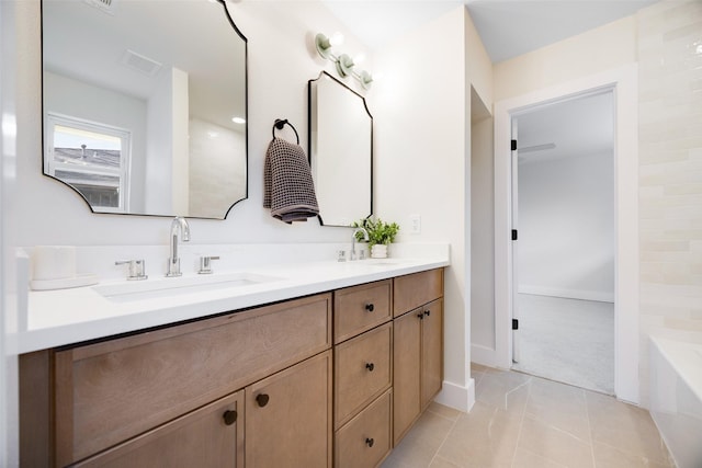 bathroom featuring vanity and tile patterned floors