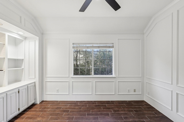 spare room featuring vaulted ceiling and ceiling fan