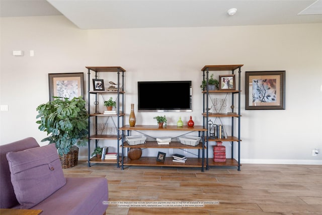 living room featuring wood-type flooring