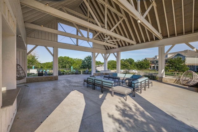 view of community featuring a gazebo and a patio