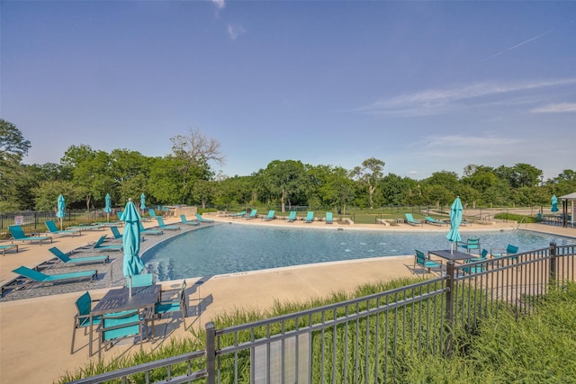 view of pool featuring a patio