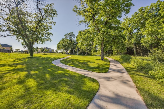 view of property's community with a yard