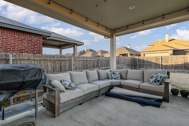 view of patio / terrace with grilling area and outdoor lounge area