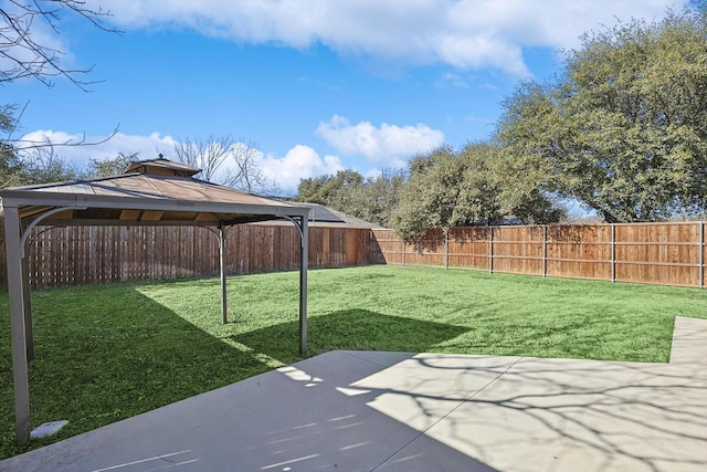 view of yard with a gazebo and a patio