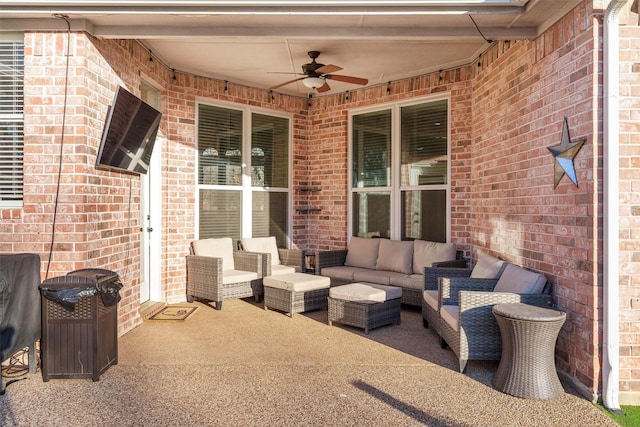 view of patio / terrace with outdoor lounge area and ceiling fan