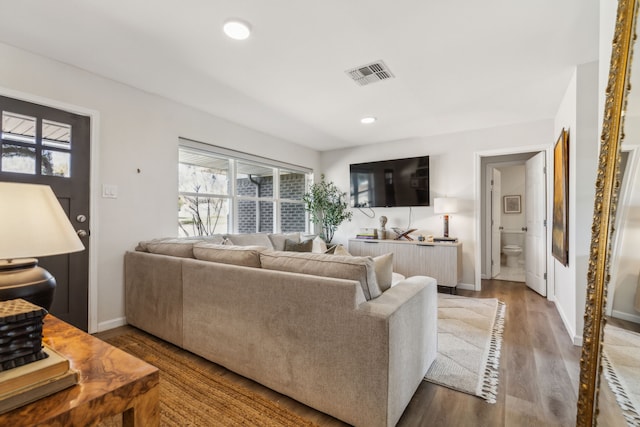 living room with wood-type flooring