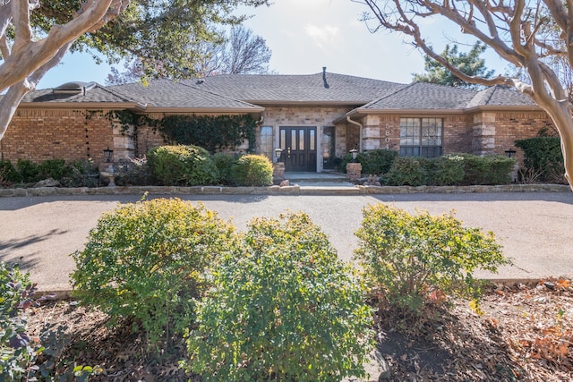 single story home with french doors