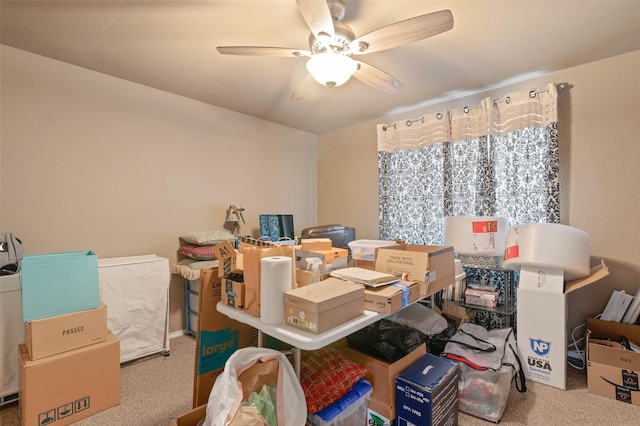 storage area with ceiling fan