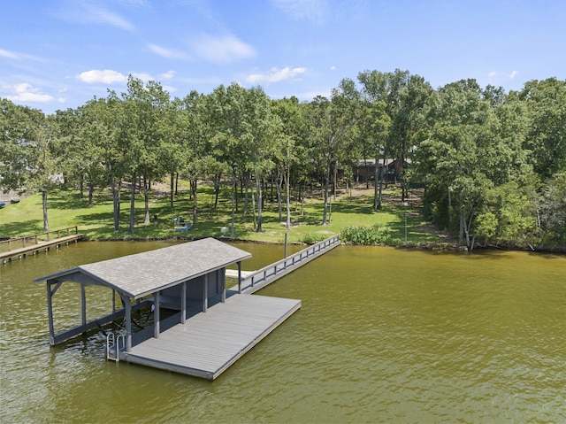 view of dock featuring a water view