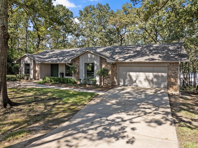 single story home with a garage