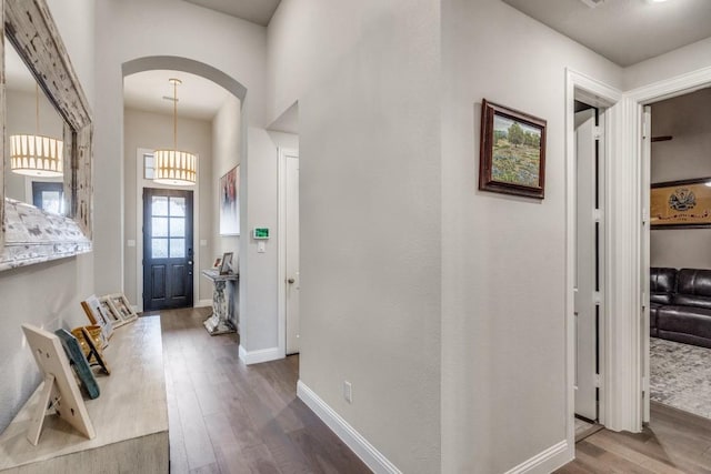 foyer entrance featuring hardwood / wood-style flooring