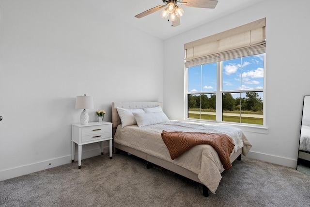 bedroom with carpet floors and ceiling fan