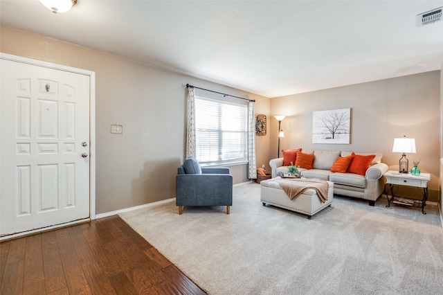 living room with hardwood / wood-style flooring