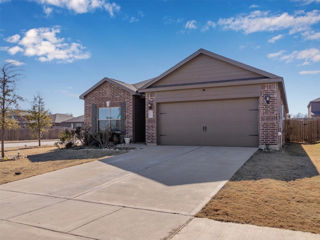 single story home with a garage