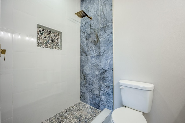 bathroom with toilet and a tile shower