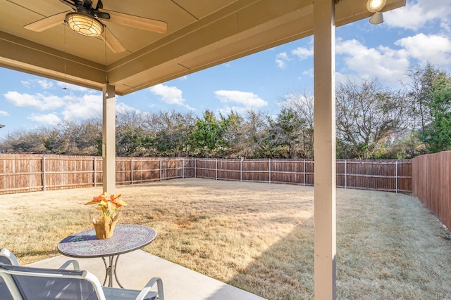 view of patio / terrace with ceiling fan