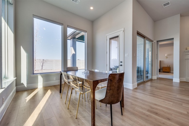 1154 20th St, Northlake, TX 76226 - dining space featuring baseboards, light wood-type flooring, and visible vents