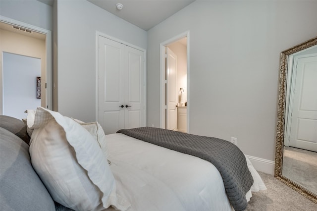 1154 20th St, Northlake, TX 76226 - bedroom featuring baseboards, light colored carpet, visible vents, and a closet