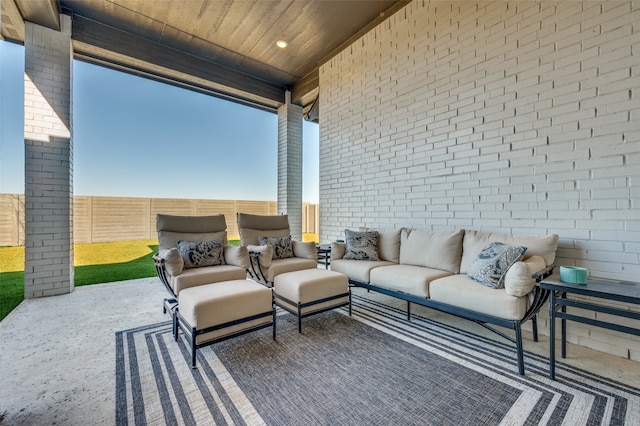 1154 20th St, Northlake, TX 76226 - view of patio / terrace with outdoor lounge area and a fenced backyard