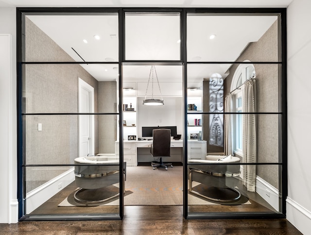 home office featuring wood-type flooring