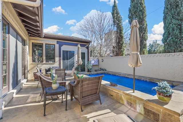 view of swimming pool with a patio